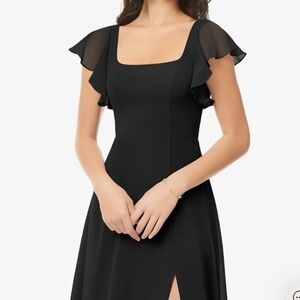 Elegant Black Ruffle Sleeve Dress